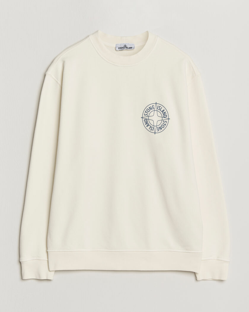 Stone Island Cotton Fleece Printed Logo Sweatshirt Ivory – Vit