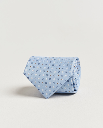 E. Marinella 3-Fold Printed Silk Tie Light Blue – Blå