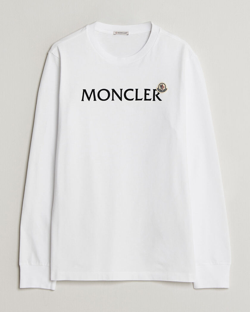 Moncler Lettering Logo Long Sleeve T-Shirt White – Vit