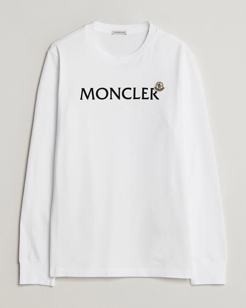 Moncler Lettering Logo Long Sleeve T-Shirt White – Vit