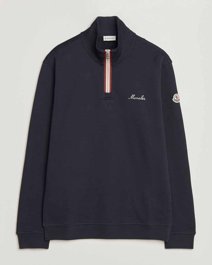 Moncler Signature Logo Half Zip Navy – Blå
