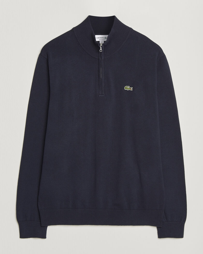 Lacoste Cotton Knitted Half Zip Navy Blue – Blå