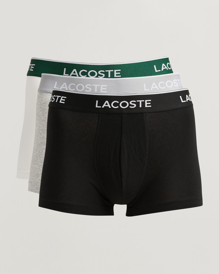 Lacoste 3-Pack Stretch Cotton Trunks Black/White/Grey