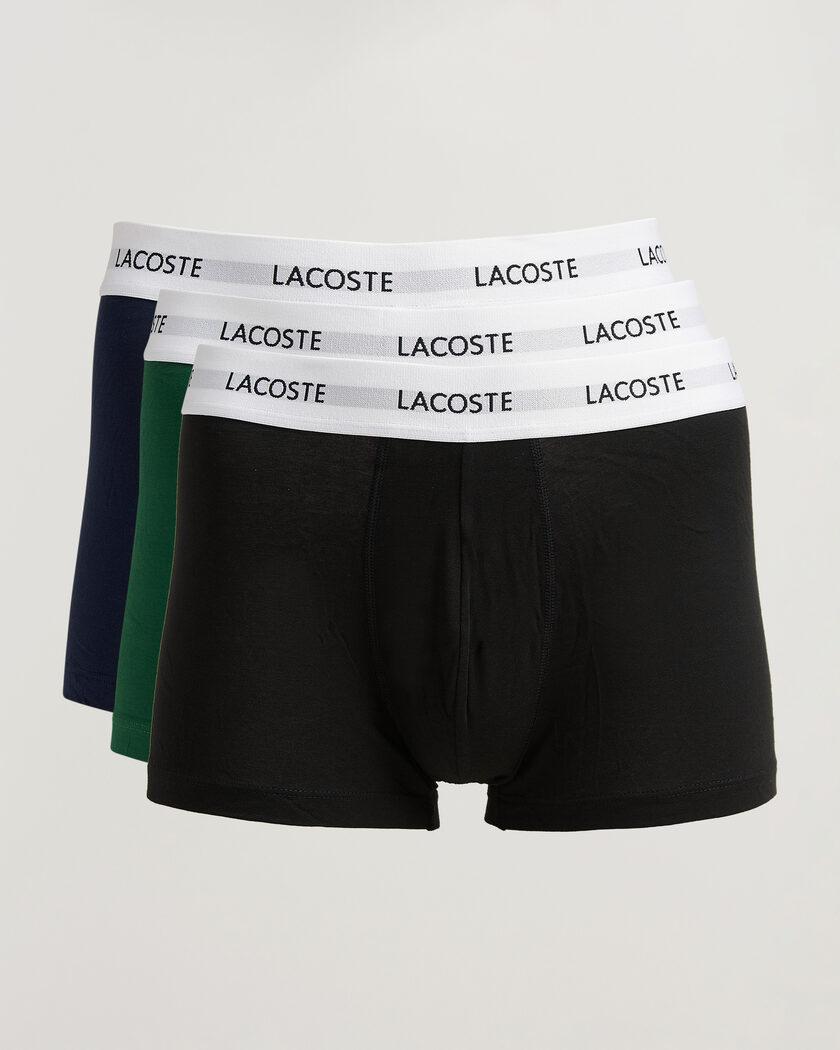 Lacoste 3-Pack Stretch Cotton Trunks Black/Green/Blue