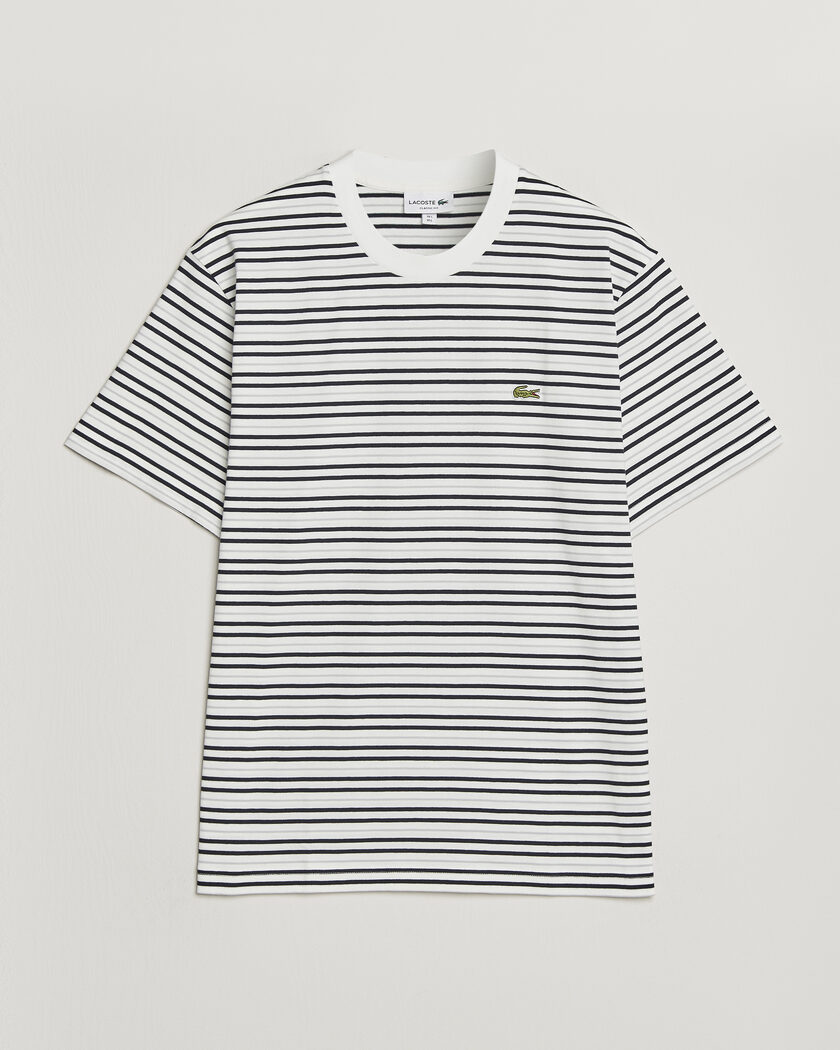 Lacoste Cotton Striped T-Shirt Blackbird/Flour – Flerfärgad