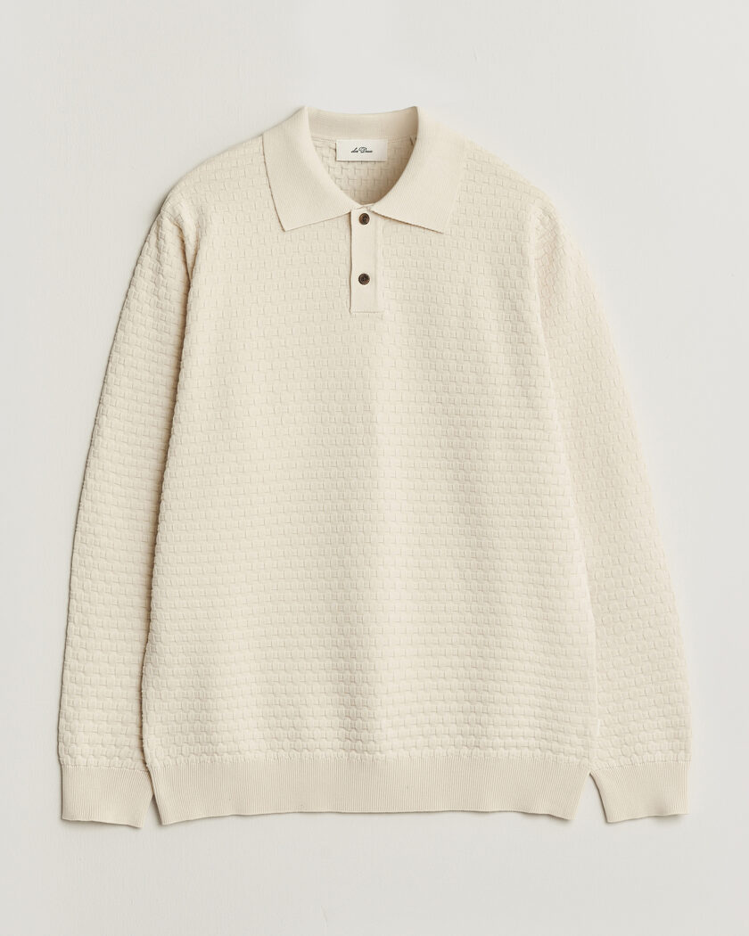 LES DEUX Billy Weave Knitted Polo Light Ivory – Vit
