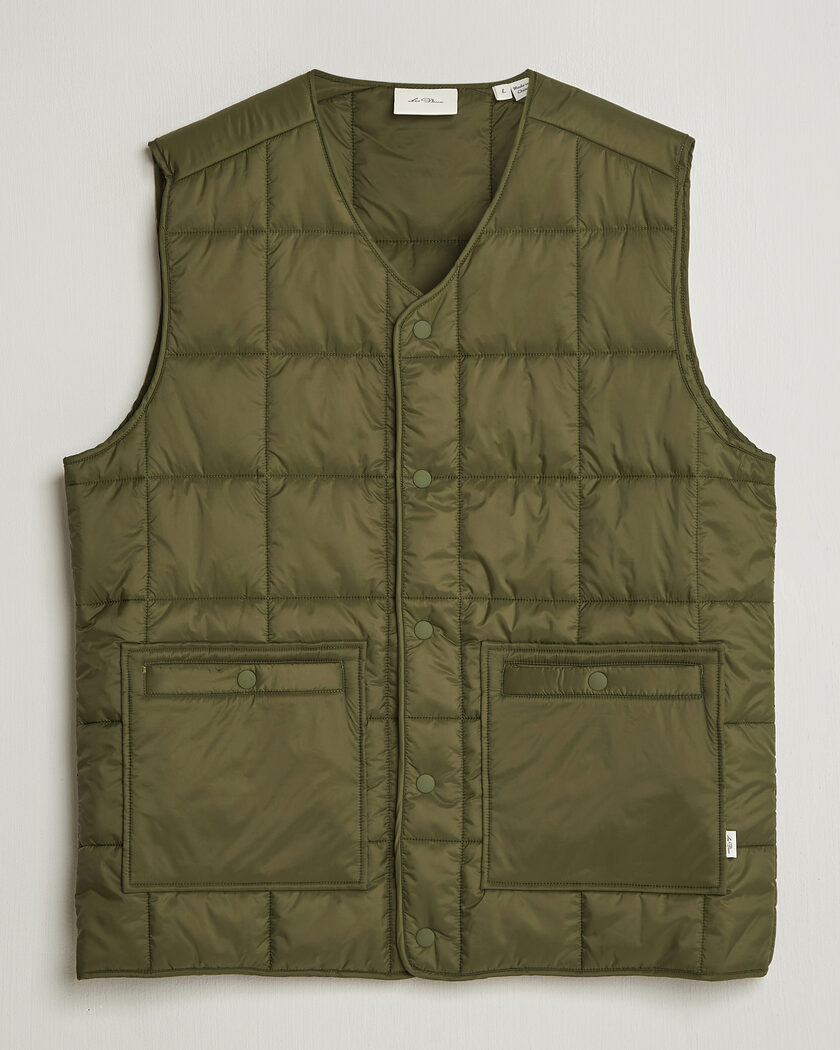 LES DEUX Matt Quilted Vest Olive Night – Grön