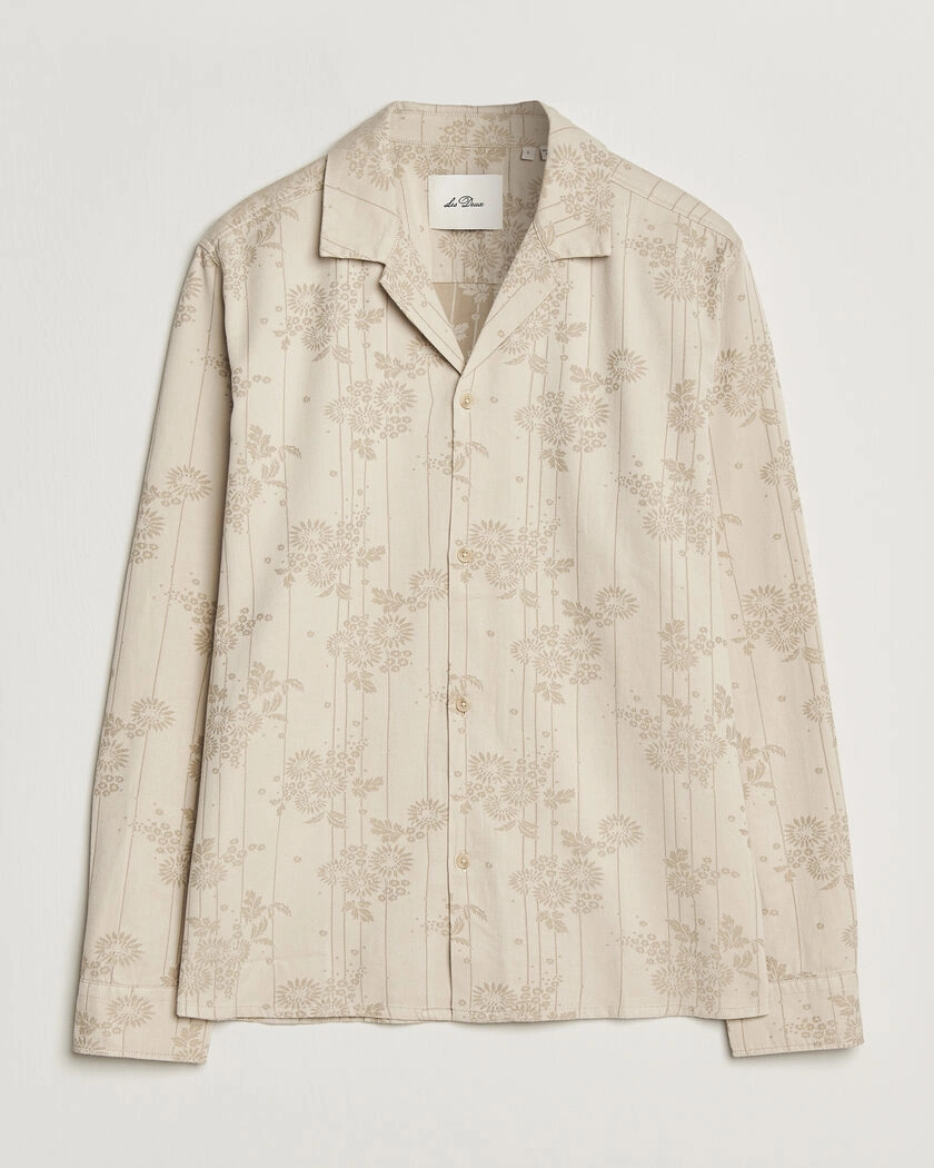 LES DEUX Jasper Flower Jaquard Shirt Oyster Grey/White – Vit
