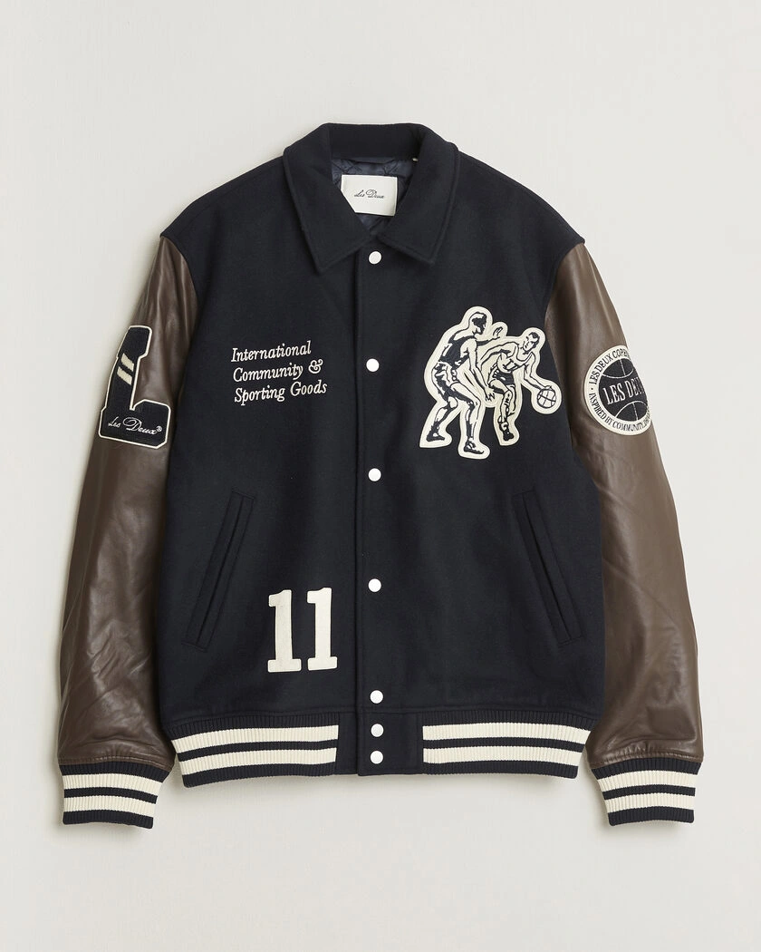 LES DEUX Basket Varsity Wool Jacket Dark Navy – Blå