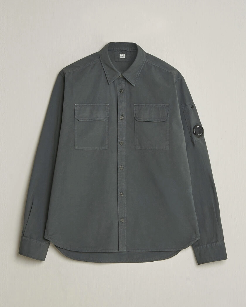 C.P. Company Organic Gabardine Pocket Shirt Dark Grey – Grå