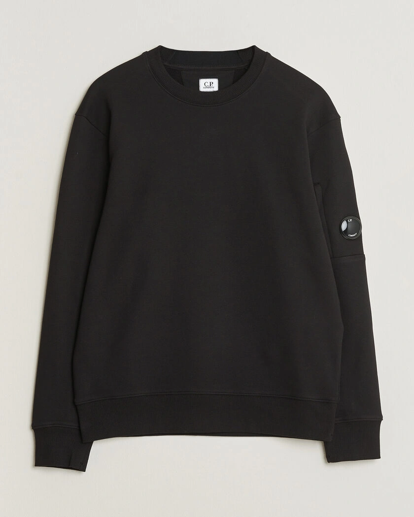 C.P. Company Diagonal Raised Fleece Lens Sweatshirt Black – Svart