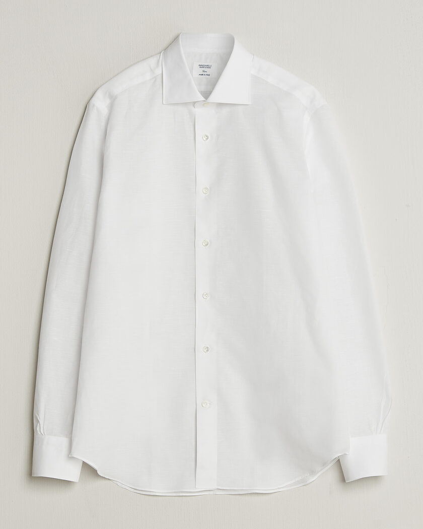 Mazzarelli Soft Cotton/Linen Shirt White – Vit