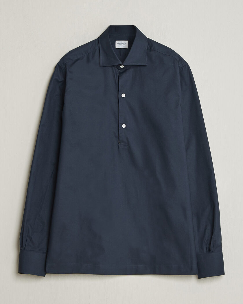 Mazzarelli Soft Oxford Popover Shirt Navy – Blå