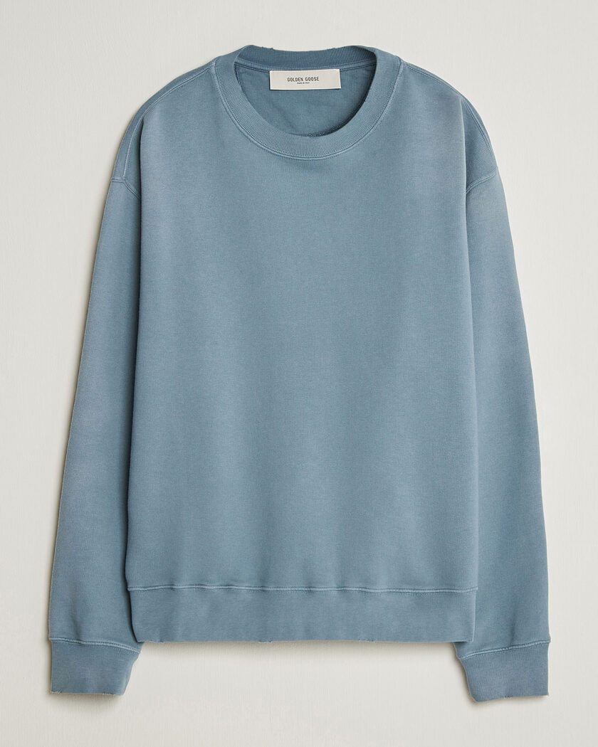 Golden Goose Boxi Faded Cotton Sweatshirt Windward Blue – Blå