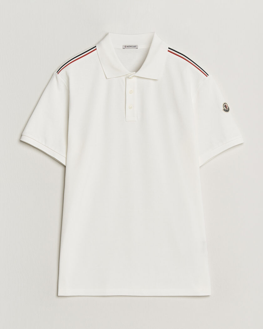 Moncler Tricolore Shoulder Polo White – Vit