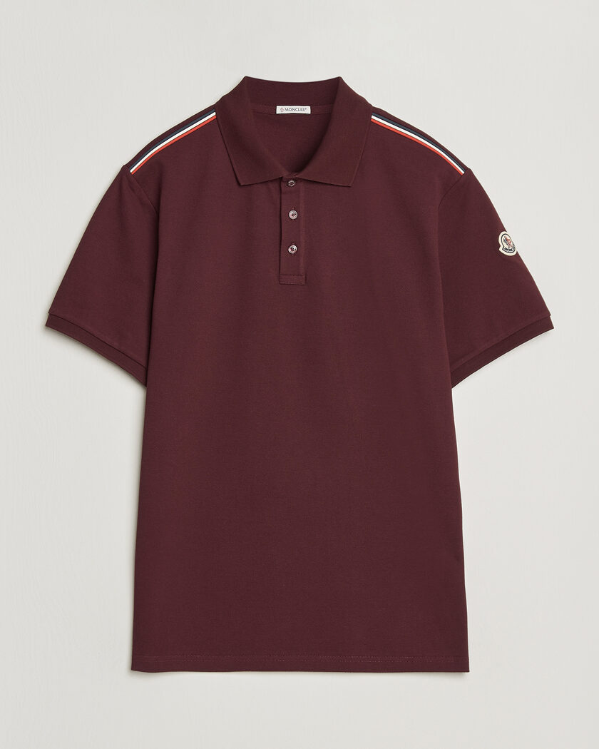  Moncler Tricolore Shoulder Polo Burgundy – Röd