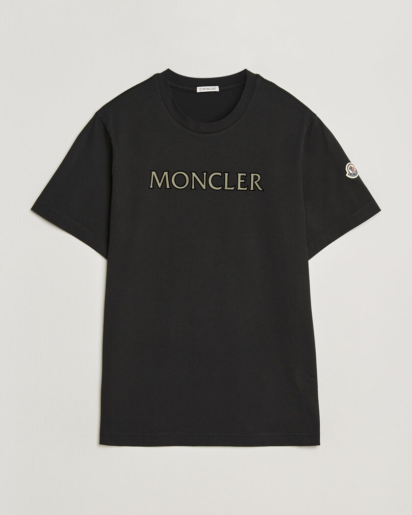Moncler Flock Print Logo T-Shirt Black – Svart
