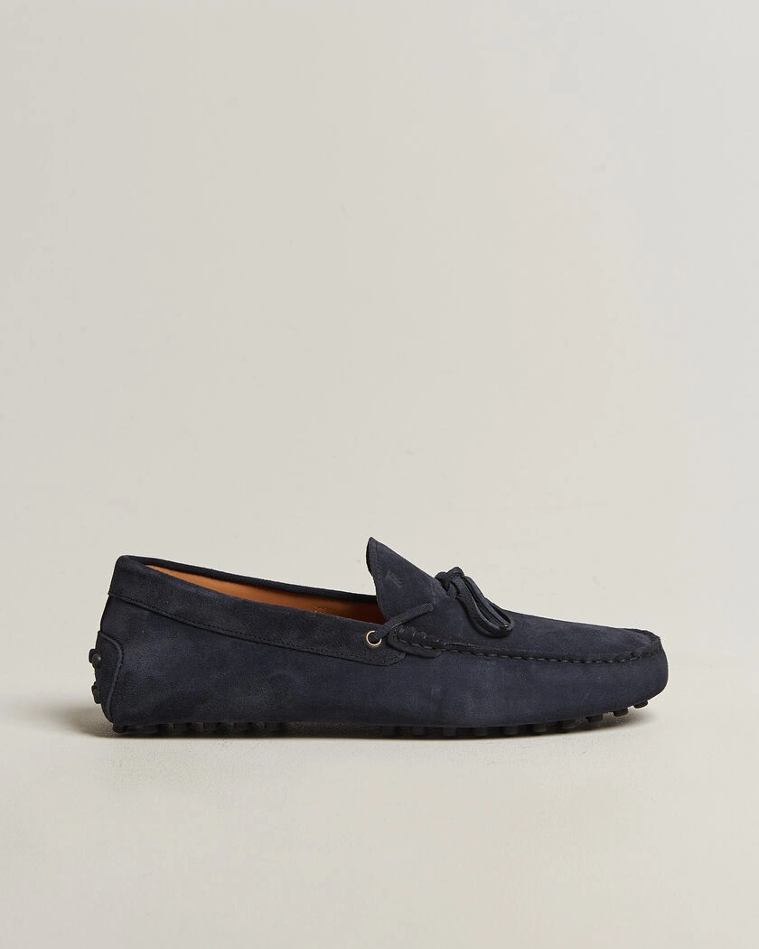 Tod's Lacetto Gommino Carshoe Navy Suede – Blå