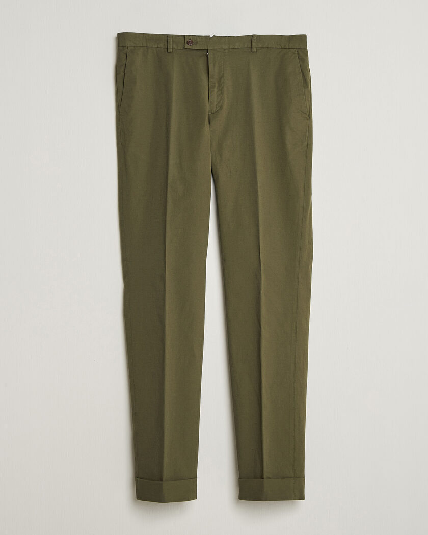 Morris Jack Washed Cotton Trousers Olive – Grön