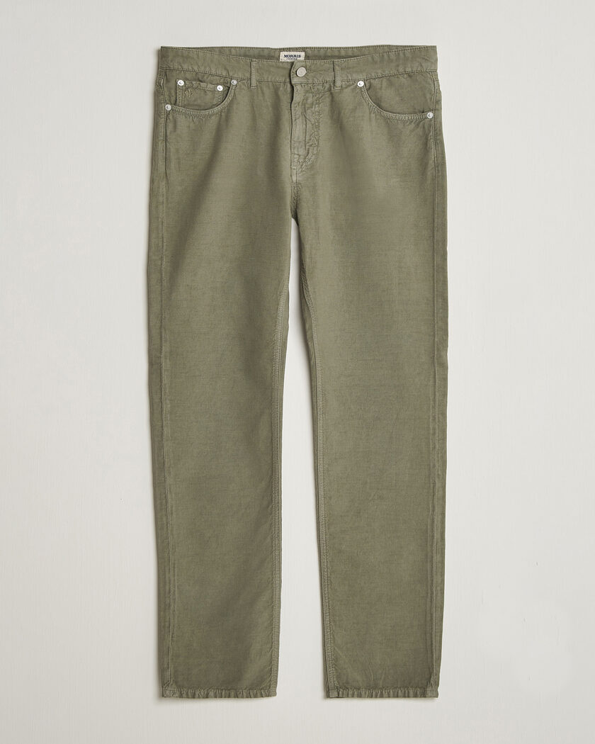 Morris James Washed Linen 5-Pocket Pants Olive – Grön