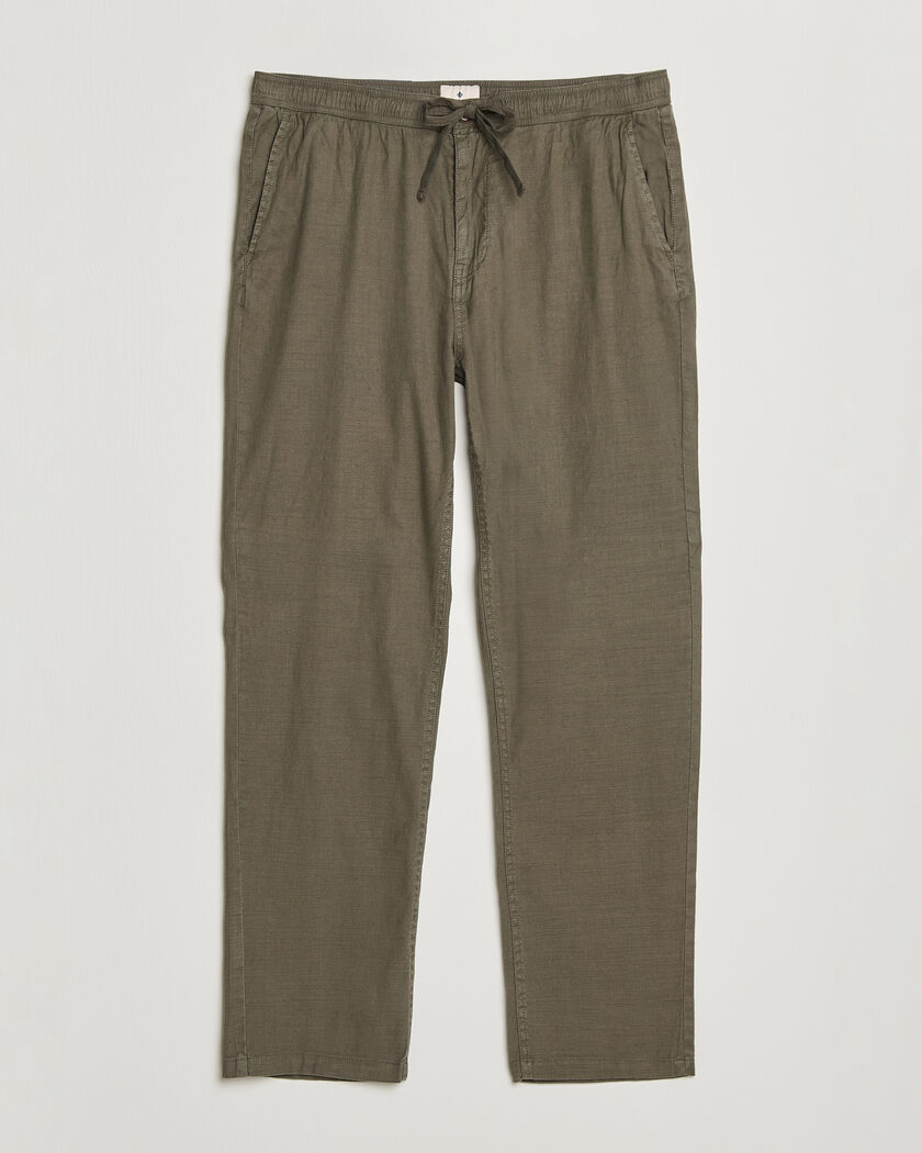 Morris Fenix Linen Trousers Olive – Grön