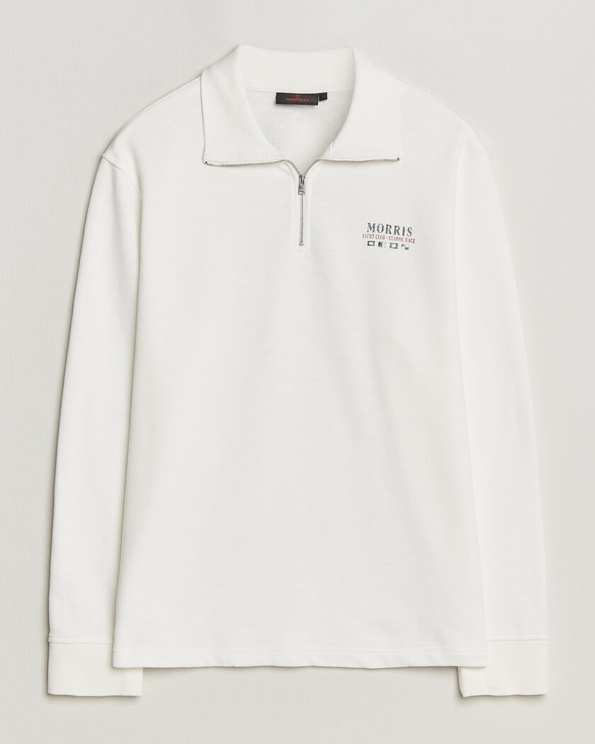 Morris Northcott Slub Half-Zip White – Vit