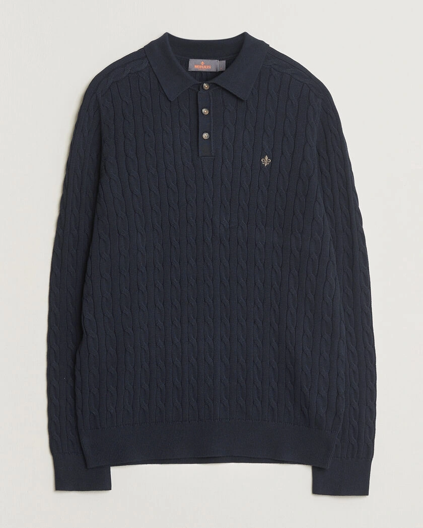 Morris Lancaster Cable Polo Navy – Blå