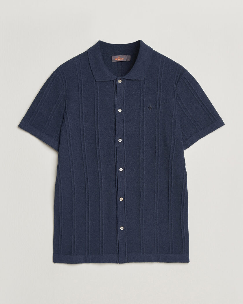 Morris Clayton Knitted Short Sleeve Shirt Dark Blue – Blå