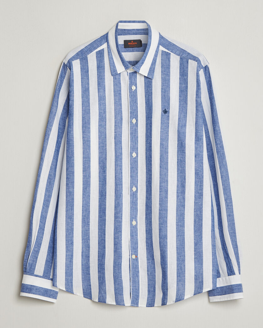 Morris Douglas Linen Striped Shirt Blue/White – Flerfärgad