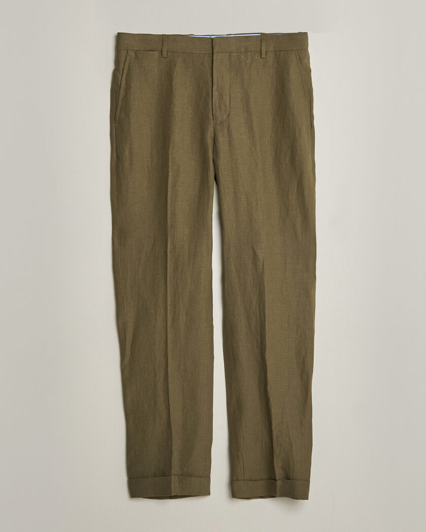 Polo Ralph Lauren Linen Pleated Trousers Basic Olive – Grön