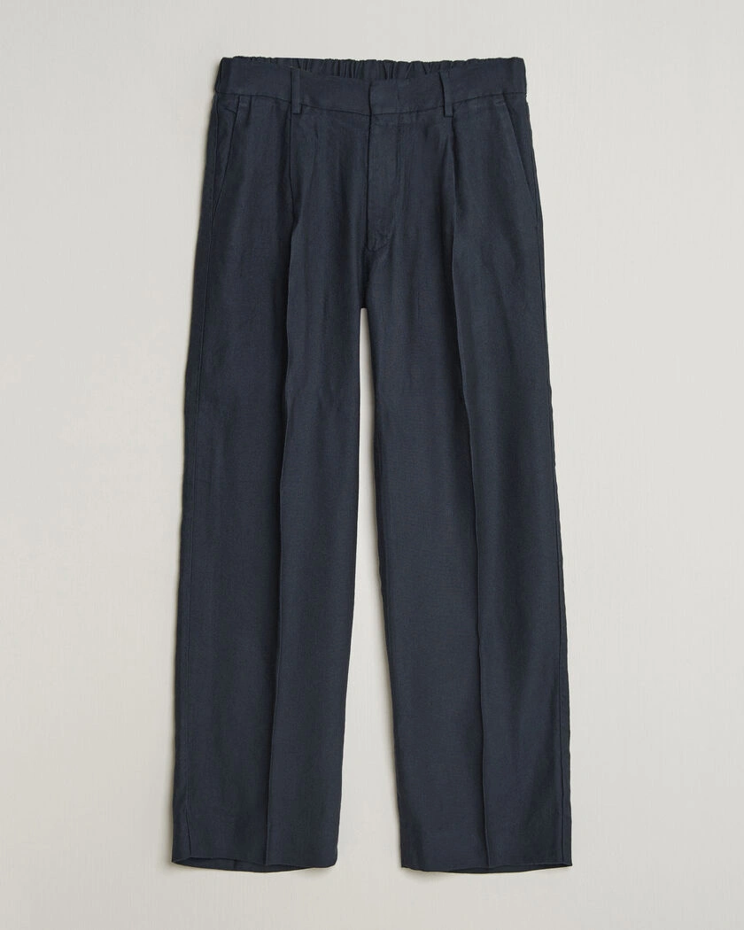  NN07 Kay Linen/Viscose Drawstring Trousers Deep Navy – Blå