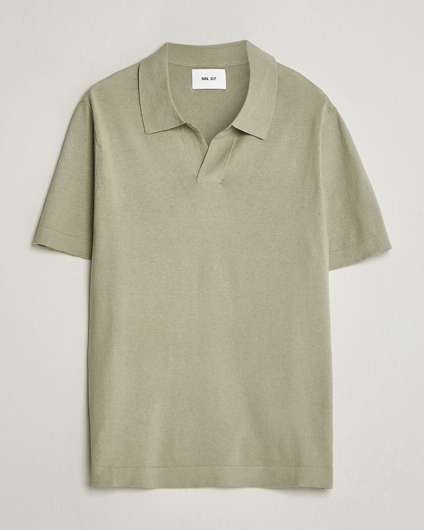 NN07 Ryan Cotton/Linen Polo Sage Green – Grön