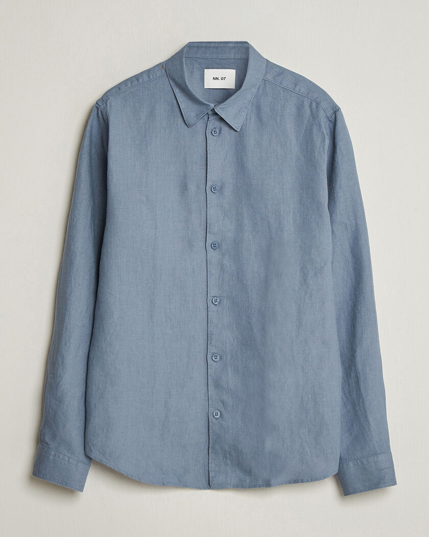 NN07 Enzo Linen Shirt Stone Blue – Blå