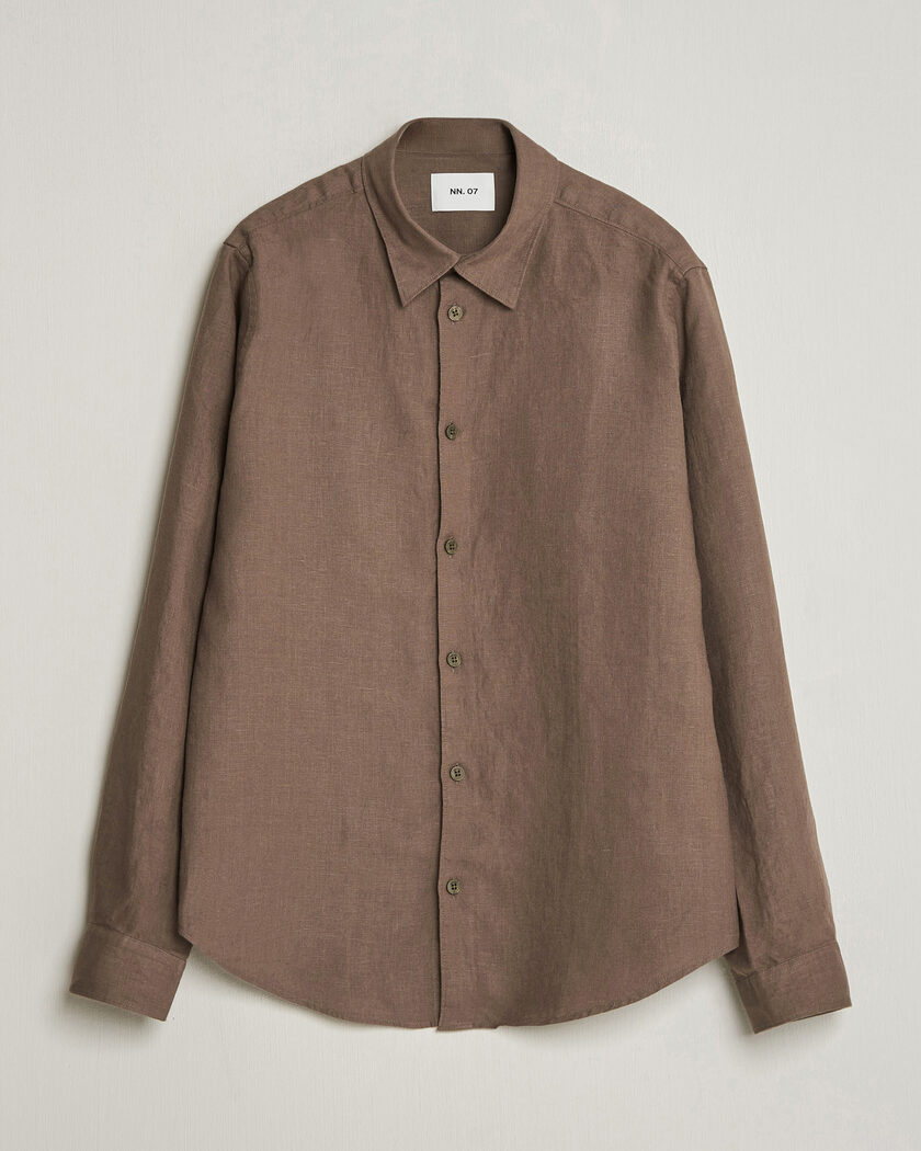 NN07 Enzo Linen Shirt Mable Husk – Grön