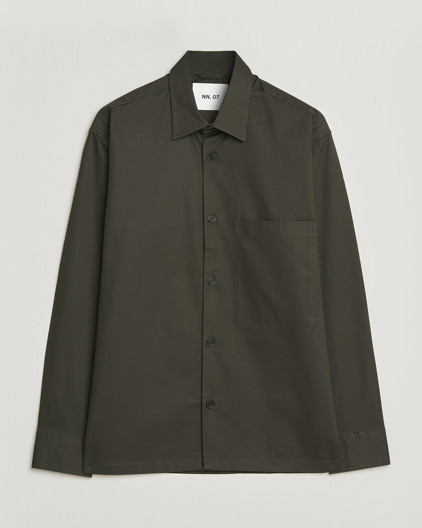 NN07 Freddy Cotton Overshirt Dark Army – Grön