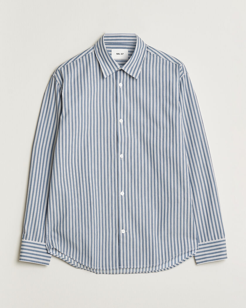 NN07 Freddy Striped Shirt Sea Spray Green – Grön