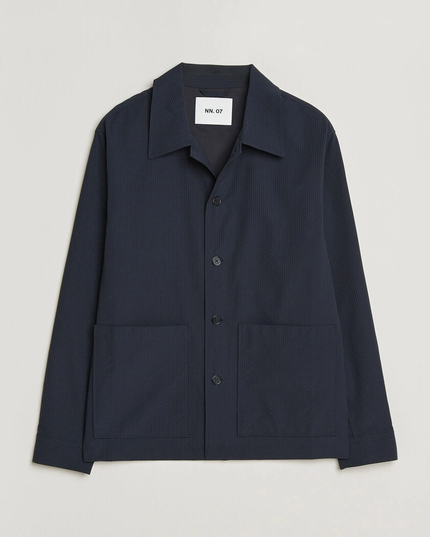 NN07 Blaze Seersucker Overshirt Navy Blue – Blå