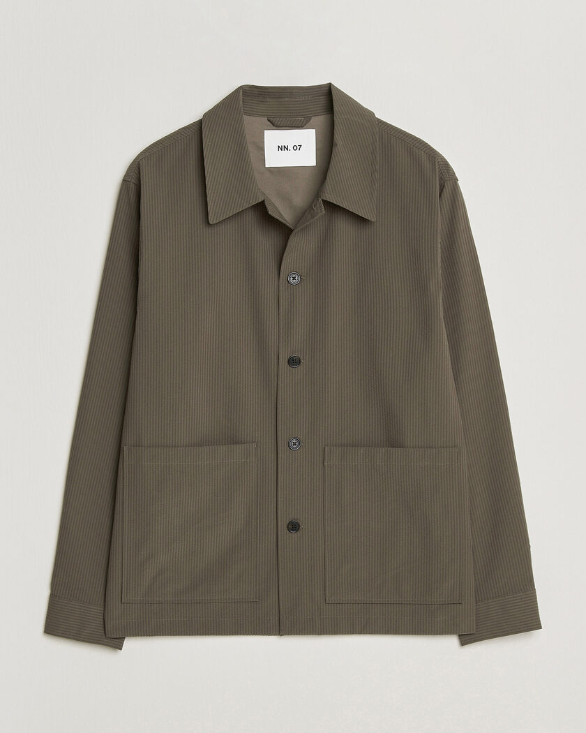 NN07 Blaze Seersucker Overshirt Mable Husk – Grön