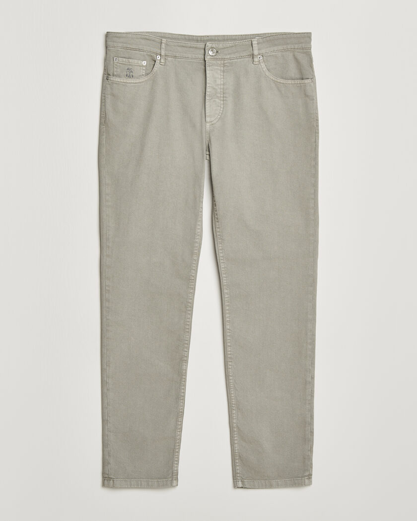 Brunello Cucinelli Traditional Fit Bull Denim Pants Olive – Grön