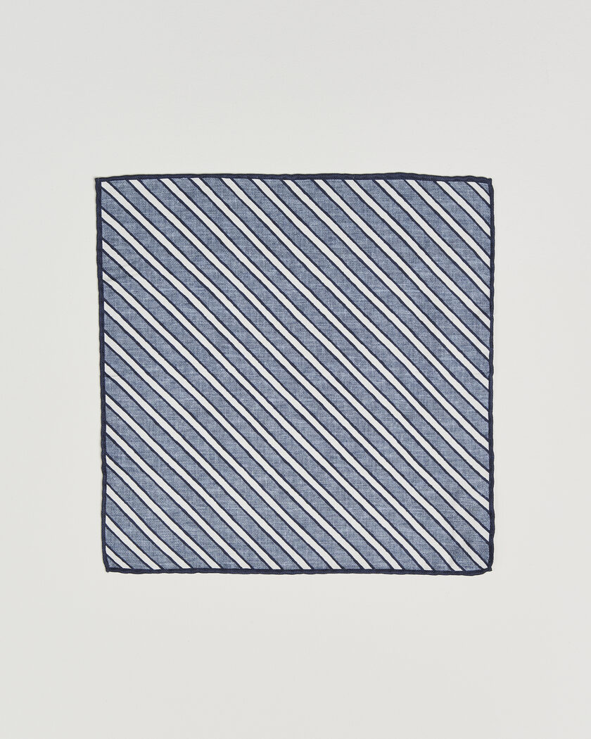 Brunello Cucinelli Striped Pocket Square Blue – Blå