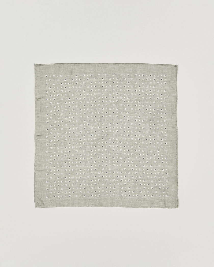 Brunello Cucinelli Printed Silk Pocket Square Olive – Grön