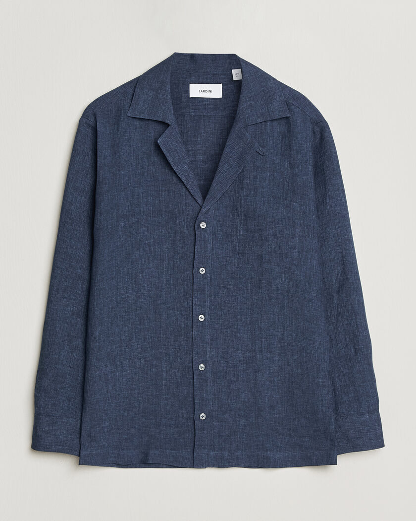 Lardini Paul Linen Resort Shirt Dark Blue – Blå