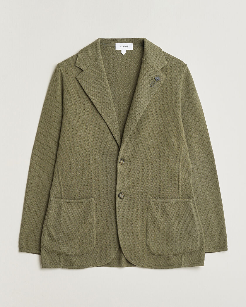 Lardini Knitted Structure Cotton Blazer Green – Grön