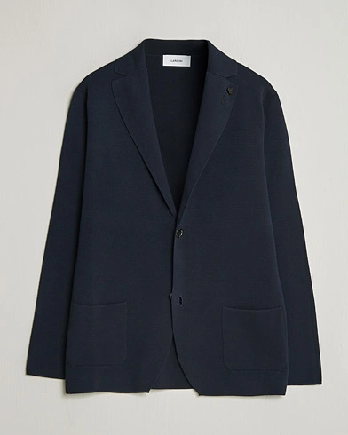 Lardini Knitted Cotton Blazer Navy – Blå
