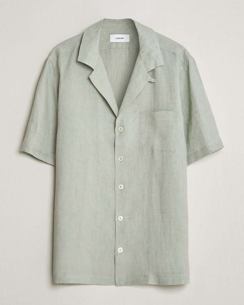 Lardini Klop Short Sleeve Linen Resort Shirt Light Green – Grön