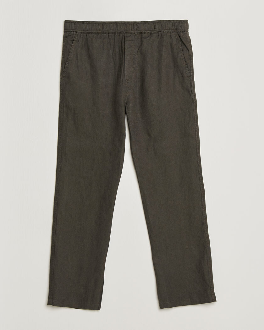 Samsøe Samsøe Jabari Linen Drawstring Trousers Black Olive – Grön