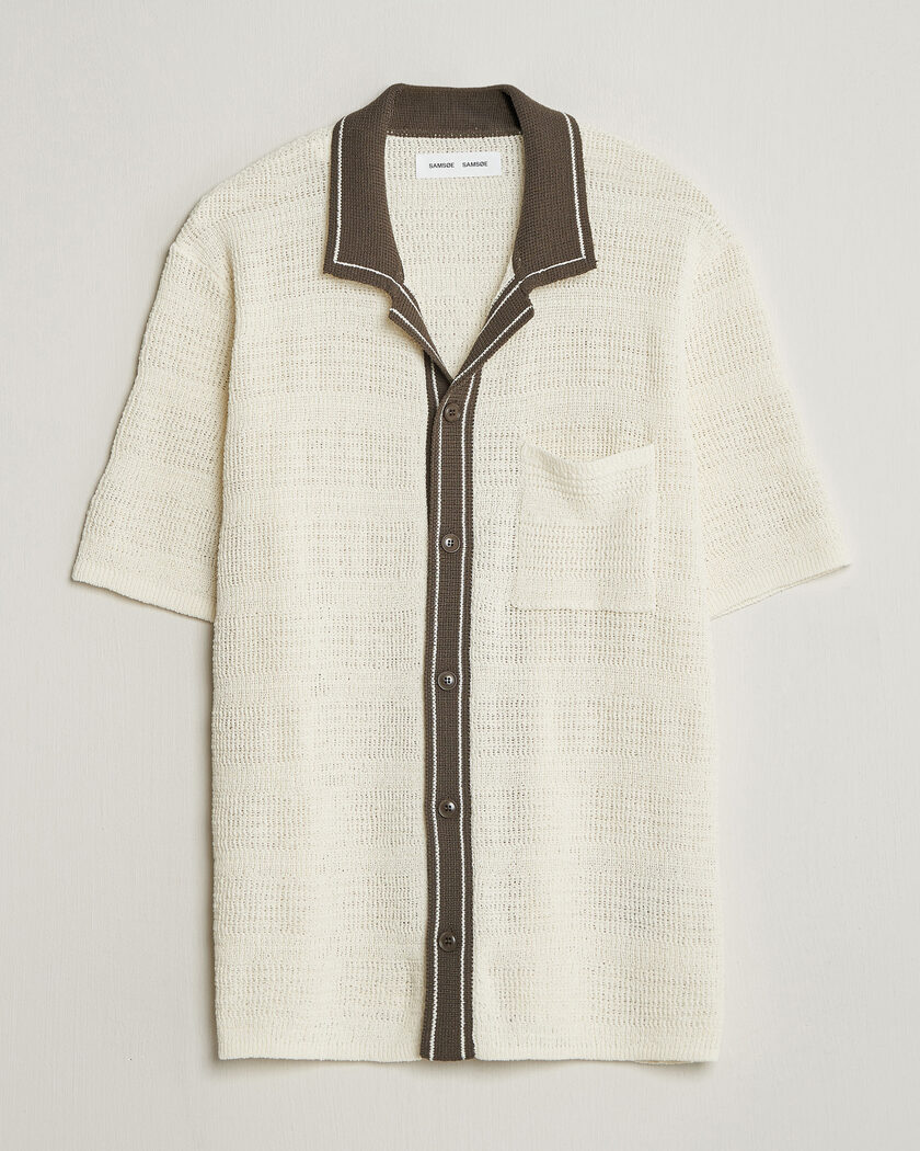 Samsøe Samsøe Percy Knitted Short Sleeve Shirt Clear Cream – Vit