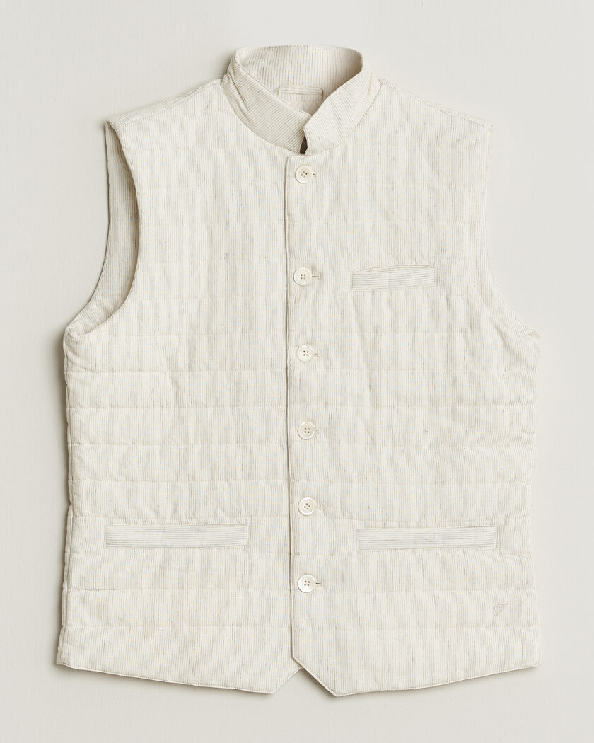 Stenströms Mid Layer Pin Stripe Linen Vest Off White – Vit