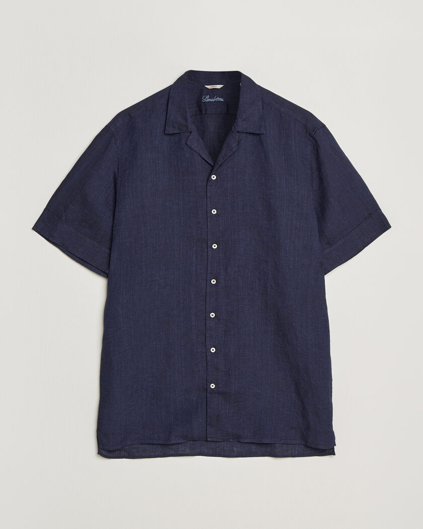 Stenströms Short Sleeve Linen Shirt Navy – Blå
