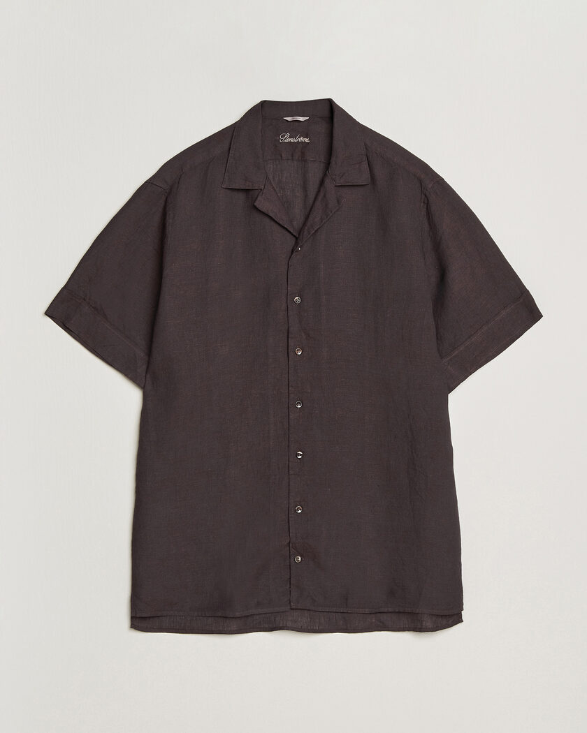 Stenströms Short Sleeve Linen Shirt Dark Brown – Brun